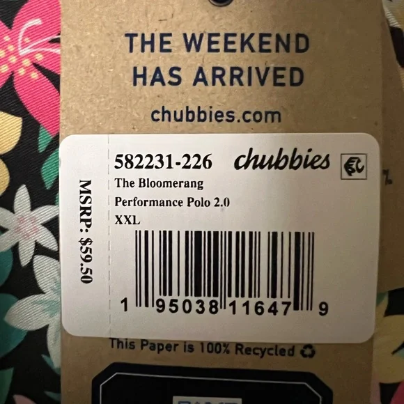 Chubbies Tropical Floral Men's Performance Polo All over Print - Picture 9 of 9